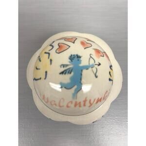 Boleslawiec Hand Made Polish Pottery Valentine’s Day Lidded Jar Trinket Dish